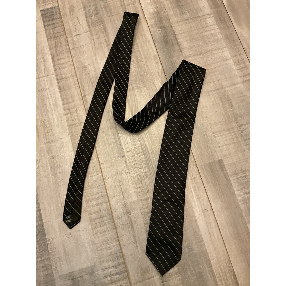 George Mens‎ Necktie Black Silver Windowpane Grid Lattice
